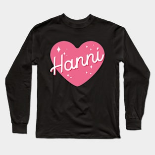 Newjeans new jeans Hanni name typography pink heart tokki bunny | Morcaworks Long Sleeve T-Shirt